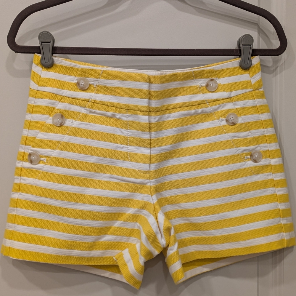LOFT Yellow And White Striped Riviera Shorts
